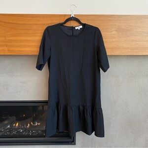 Suncoo Black Straight Ruffle Mini Dress, Size 1